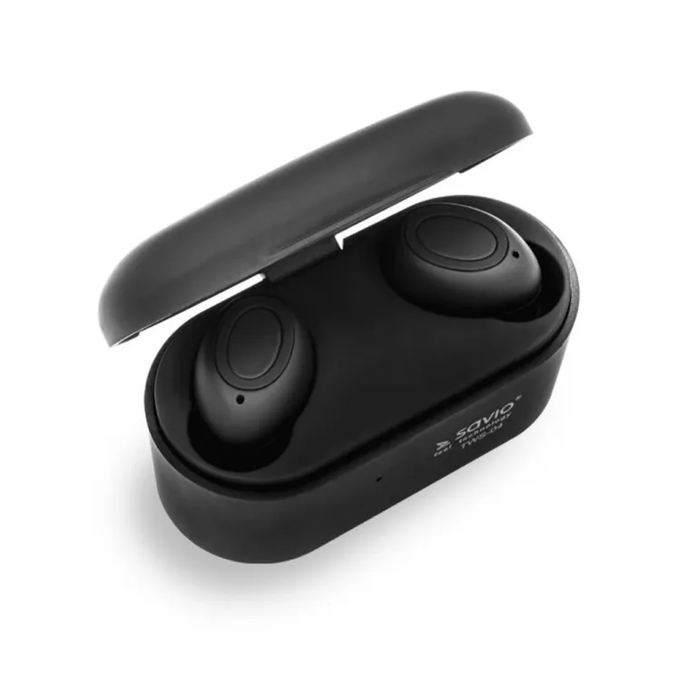 Savio TWS-04 Bluetooth 8,2 g must/grafiit juhtmevaba mono in-ear peakomplekt mürasummutuse ja laadimiskarbiga