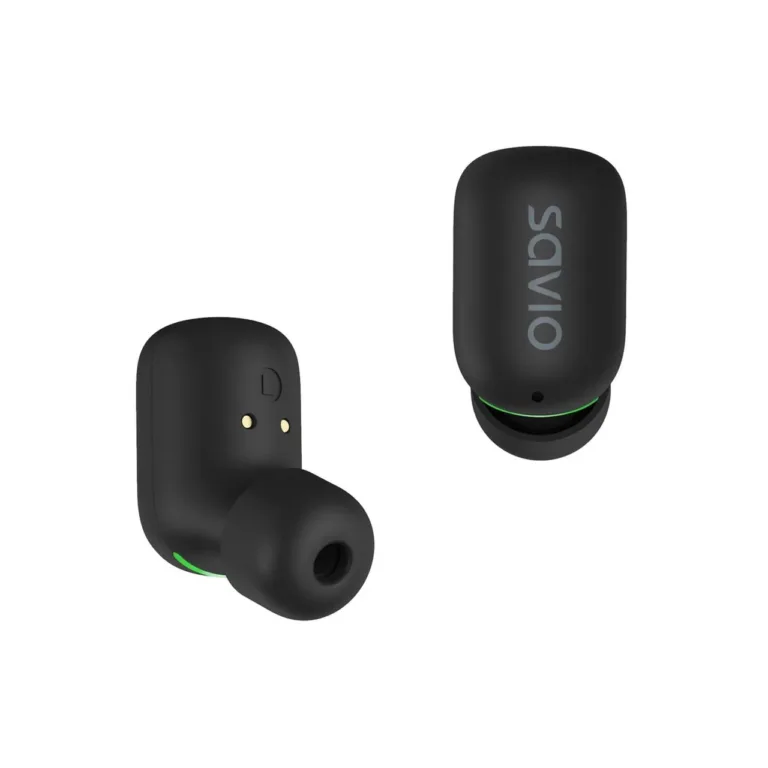Savio TWS-09 mustad IPX5 juhtmevabad kõrvasisesed Bluetooth 5.1 kõrvaklapid muusika kuulamiseks, sisseehitatud mikrofoniga, 8-tunnine aku, puutejuhtimine