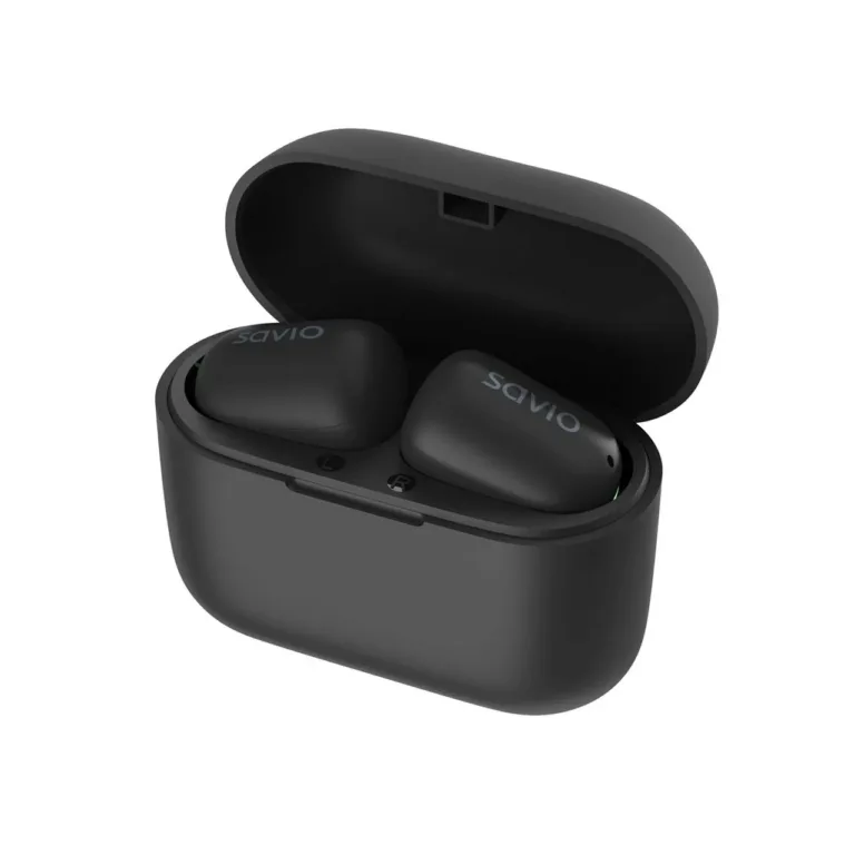 Savio TWS-09 mustad IPX5 juhtmevabad kõrvasisesed Bluetooth 5.1 kõrvaklapid muusika kuulamiseks, sisseehitatud mikrofoniga, 8-tunnine aku, puutejuhtimine