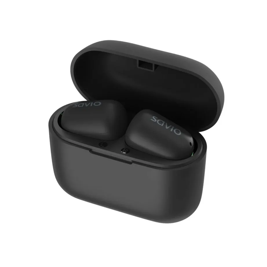 Savio TWS-09 mustad IPX5 juhtmevabad kõrvasisesed Bluetooth 5.1 kõrvaklapid muusika kuulamiseks, sisseehitatud mikrofoniga, 8-tunnine aku, puutejuhtimine – 6