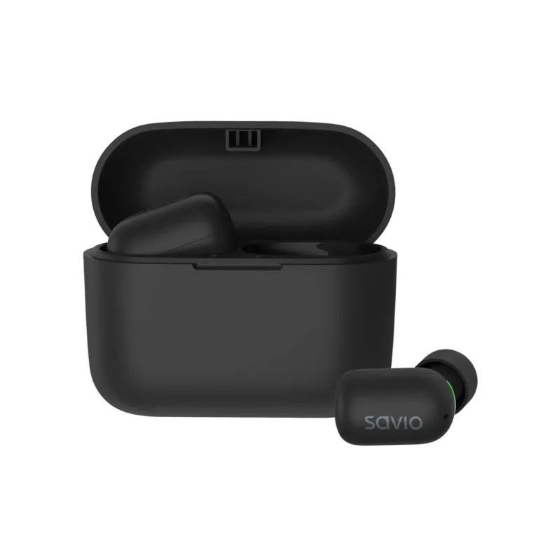 Savio TWS-09 mustad IPX5 juhtmevabad kõrvasisesed Bluetooth 5.1 kõrvaklapid muusika kuulamiseks, sisseehitatud mikrofoniga, 8-tunnine aku, puutejuhtimine