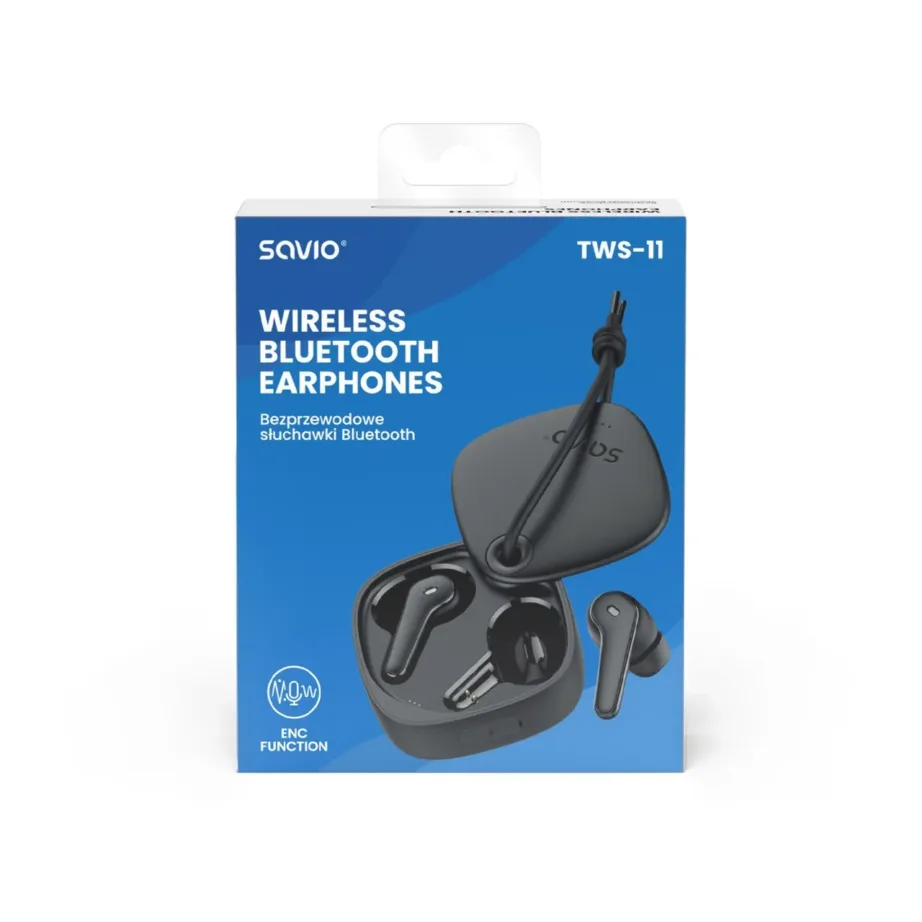 SAVIO TWS-11 mustad TWS juhtmevabad in-ear kõrvaklapid mikrofoniga, muusika ja kõnede jaoks - 3