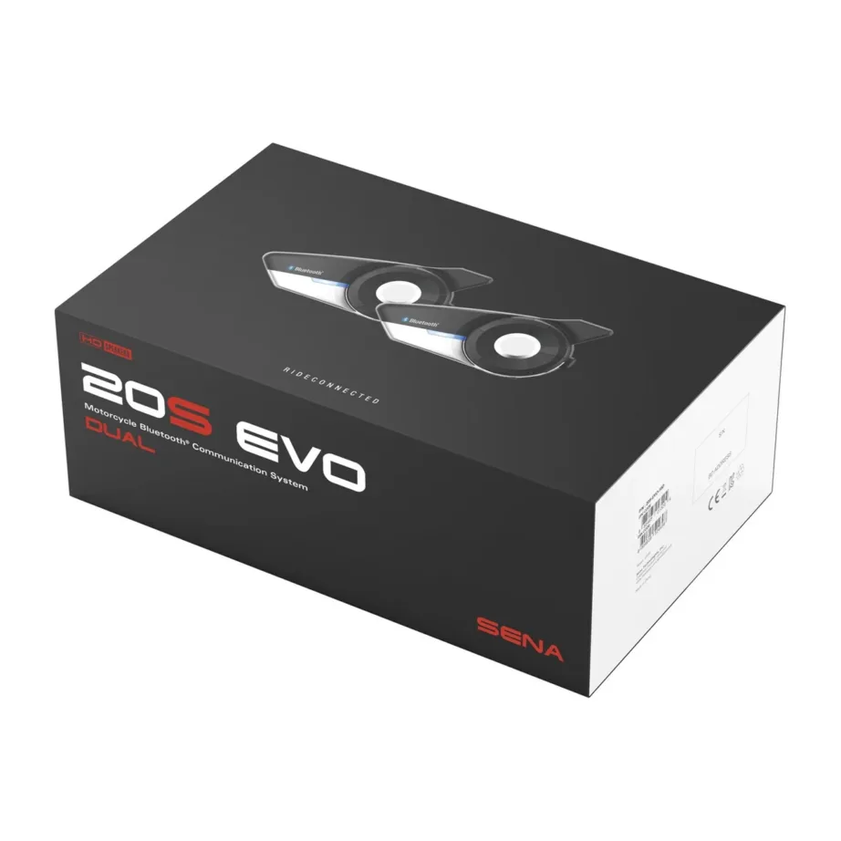 Sena 20S-EVO-11D Duo must, 2 km ulatusega Bluetooth 4.1 mootorratta intercom, 8-le kasutajale, 13 tundi tööaega – 4