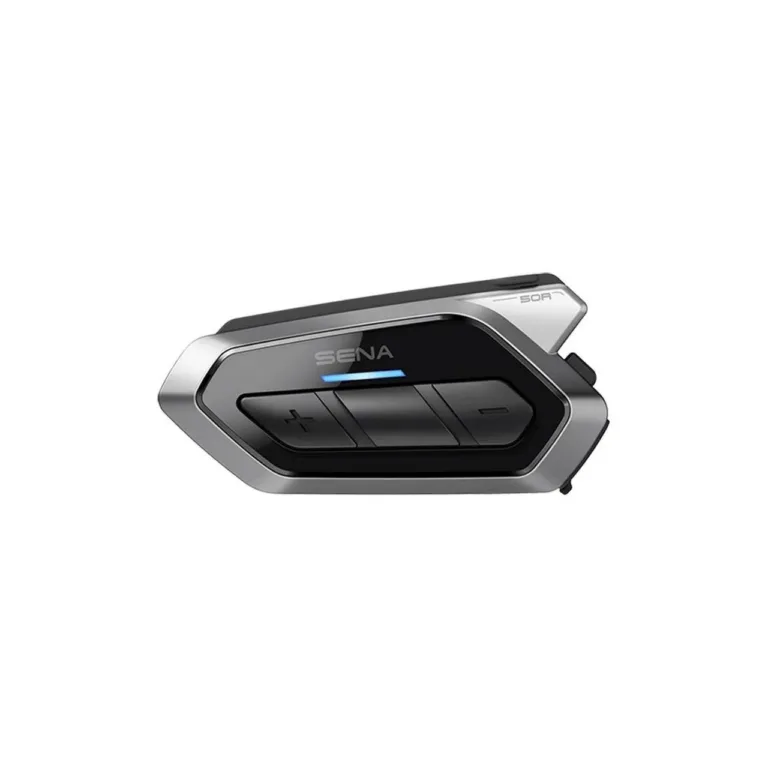 SENA 50R-02D Dual Pack 2 tk Bluetooth 5.0 ja Mesh 2.0 intercom, FM-raadio, must/hall, 97x48x27 mm mootorratta kiivrikomplekt