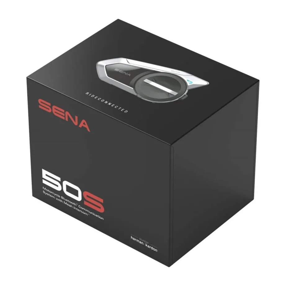 Sena 50S-10 must Bluetooth 5.0 mootorratta intercom 4 kasutajale, 8 km ulatus, FM-raadio, 12 h aku – 4