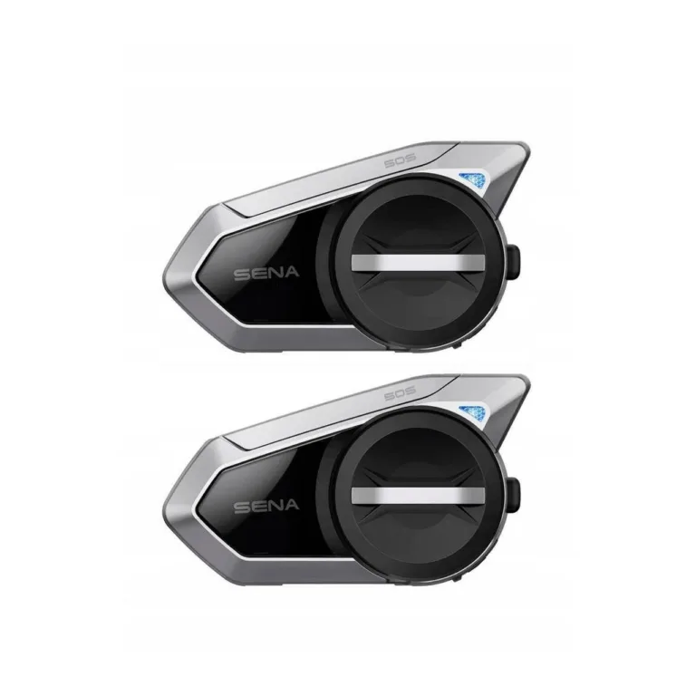 Sena 50S-10D must 2 tk Bluetooth 5.0 mootorratta intercom 4 kasutajale, FM-raadio ja mürasummutusega