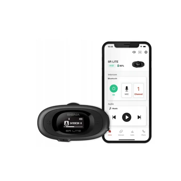 Sena 5R Lite must Bluetooth 5.1 mootorratta intercom ühele kiivrile, mikrofoniga, 700 m ulatuses, 8 h kõneaega