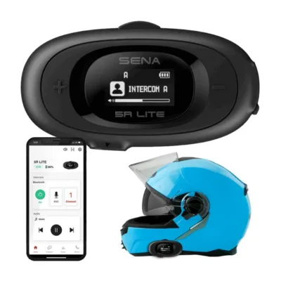 Sena 5R Lite must Bluetooth 5.1 mootorratta intercom ühele kiivrile, mikrofoniga, 700 m ulatuses, 8 h kõneaega