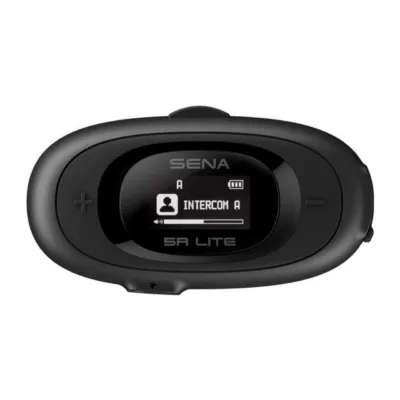 Sena 5RLITE-01D 700 m must Bluetooth 5.1 mootorratta intercom ekraaniga (CE, FCC, IC), 8 tundi kõneaega