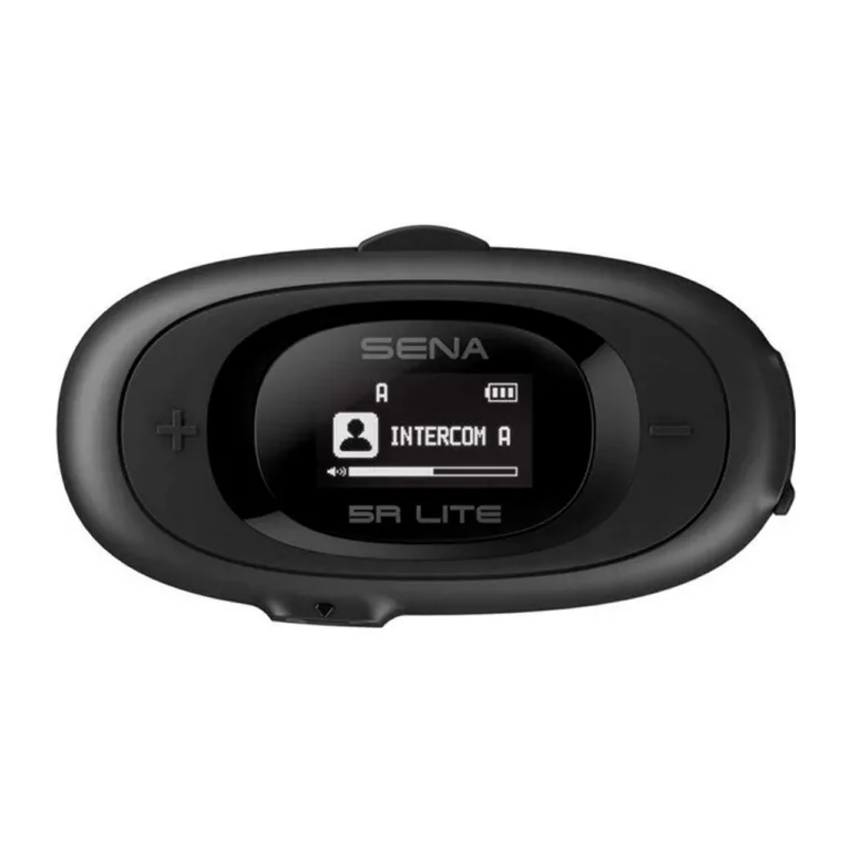 Sena 5RLITE-01D 700 m must Bluetooth 5.1 mootorratta intercom ekraaniga (CE, FCC, IC), 8 tundi kõneaega
