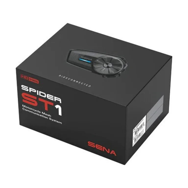 Sena Spider ST1 must/hall Mesh 2000 m mootorratta intercom, Bluetooth 5.2, komplektis kaks mikrofoni