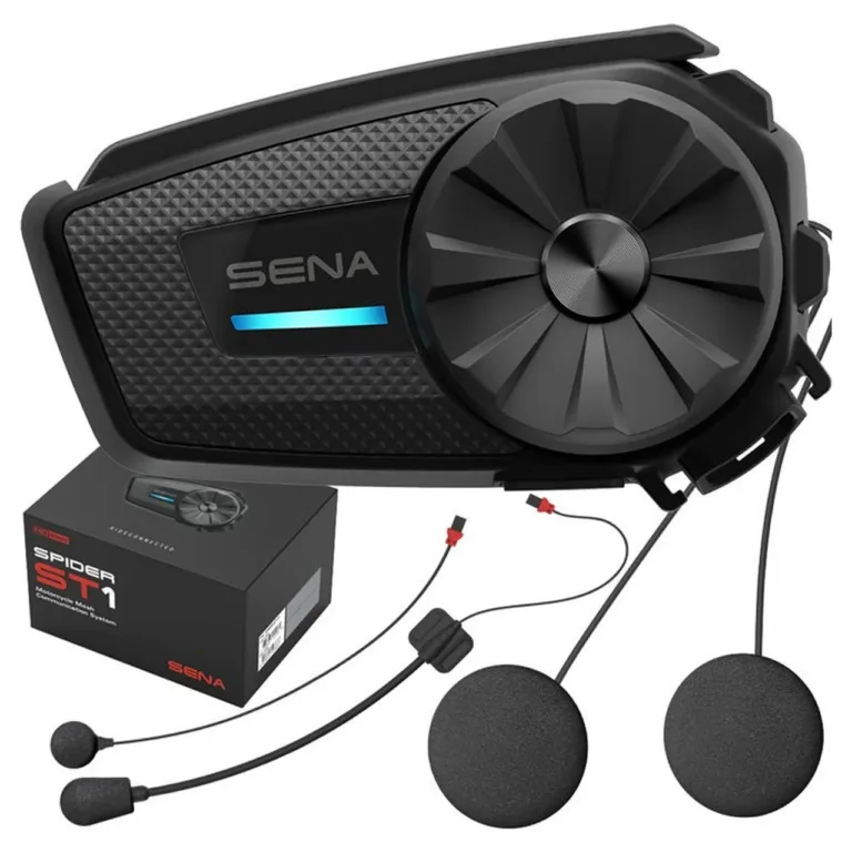 Sena Spider ST1 must/hall Mesh 2000 m mootorratta intercom, Bluetooth 5.2, komplektis kaks mikrofoni