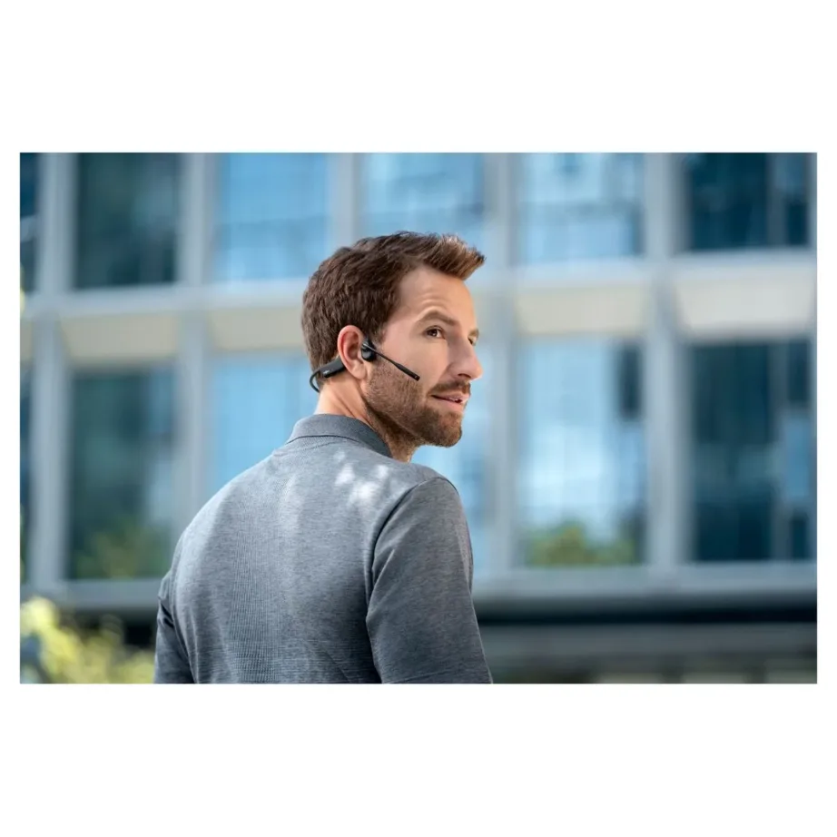 SHOKZ OpenComm2 UC C120-AA-BK-US must juhtmevaba luujuhtivusega konverentsikõrvaklapid 29 m ulatuse, 16 h kõneaja, mürasummutava boom-mikrofoni ja USB-A/USB-C adapteriga, kontorisse – 2