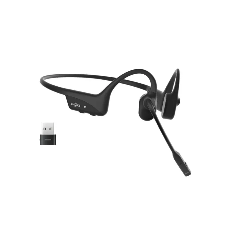 Shokz OpenComm2 UC C120-AC-BK-EU 29 m juhtmevaba luujuhtivusega kõrvaklapp USB-C adapteriga, 16 h tööaeg, mürasummutusega boom-mikrofon, must – kontoritööks ja videokõnedeks