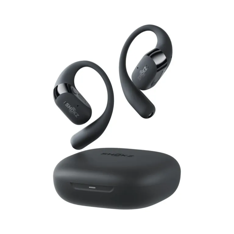 SHOKZ OpenFit 2 T920-ST-BK IP55 mustad avatud kõrva bluetooth kõrvaklapid spordiks ja igapäevaseks kasutamiseks, 11 h aku, USB-C, laadimiskarbiga