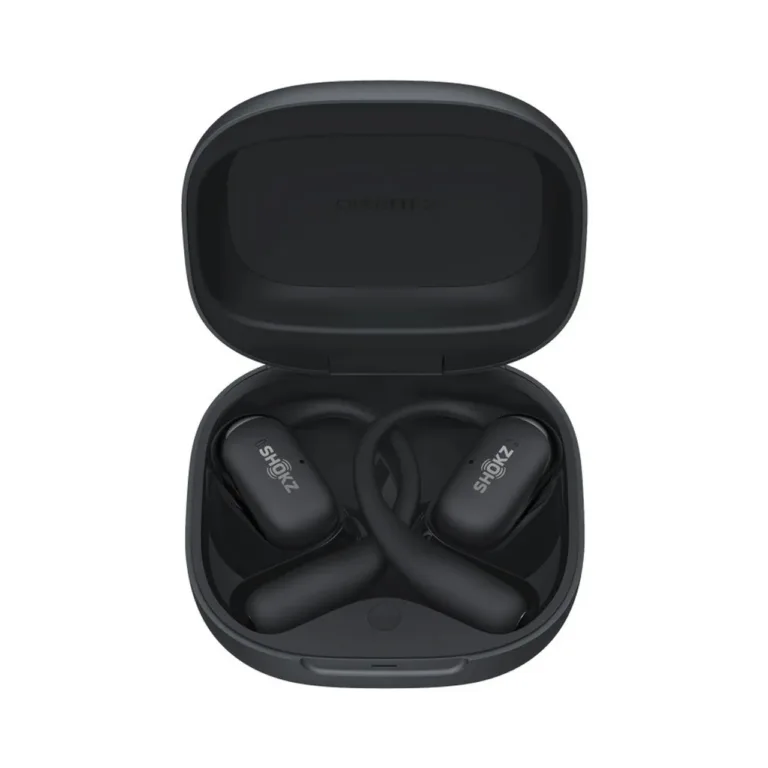 SHOKZ OpenFit 2 T920-ST-BK IP55 mustad avatud kõrva bluetooth kõrvaklapid spordiks ja igapäevaseks kasutamiseks, 11 h aku, USB-C, laadimiskarbiga