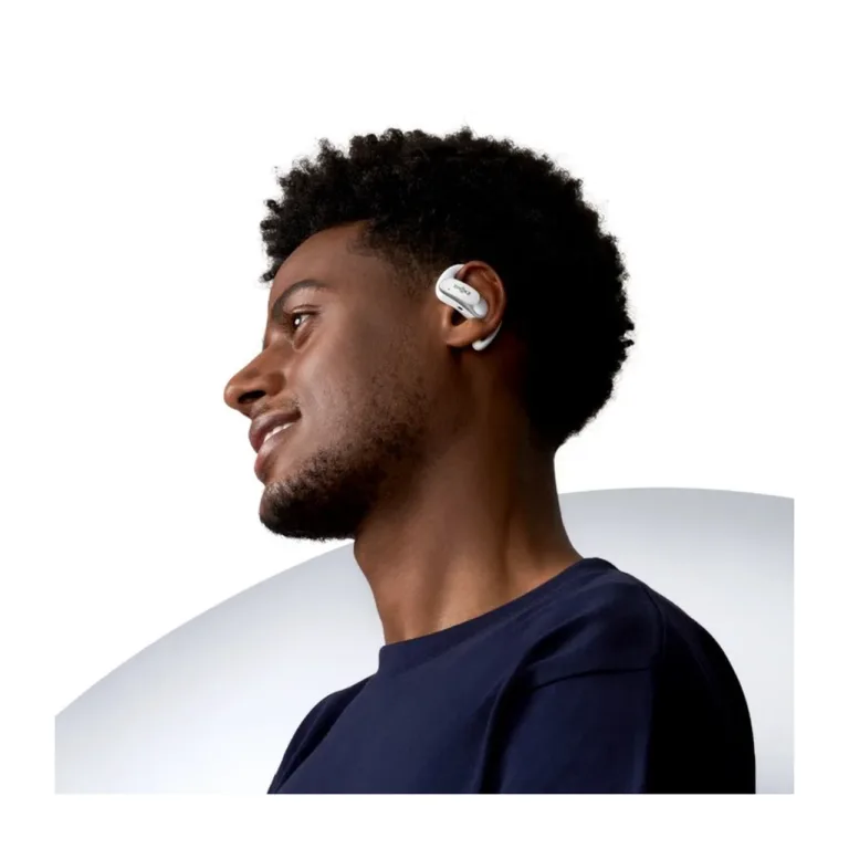 SHOKZ OpenFit Air T511-ST-WT valged IP54 juhtmevabad kõrvasangaga Bluetooth 5.2 binauraalsed kõrvaklapid laadimiskarbiga, muusika, spordi ja kõnede jaoks
