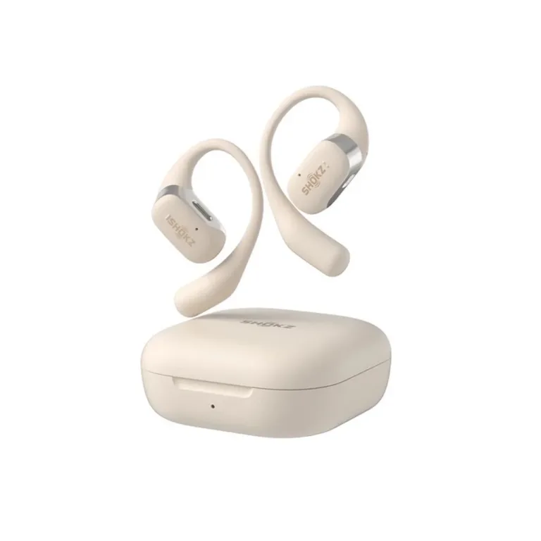 SHOKZ OpenFit T910-ST-BG valged IP54 juhtmevabad ear-hook kõrvaklapid 7 h aku ja mikrofoniga, Bluetooth 5.2, sport/jooks/igapäev