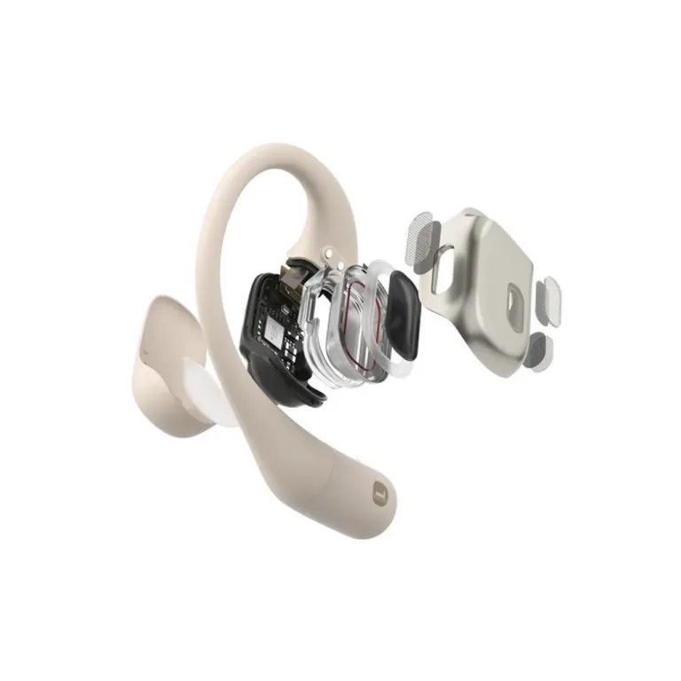 SHOKZ OpenFit T910-ST-BG valged IP54 juhtmevabad ear-hook kõrvaklapid 7 h aku ja mikrofoniga, Bluetooth 5.2, sport/jooks/igapäev