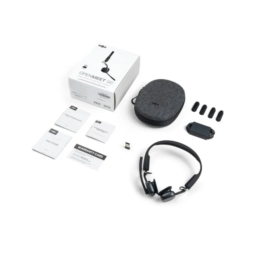 SHOKZ OpenMeet UC must luuülekandega Bluetooth peakomplekt mikrofoniga, USB-A adapteriga, 78 g, vee- ja mürakindel, kontorisse/lauaarvutile/sülearvutile – 8