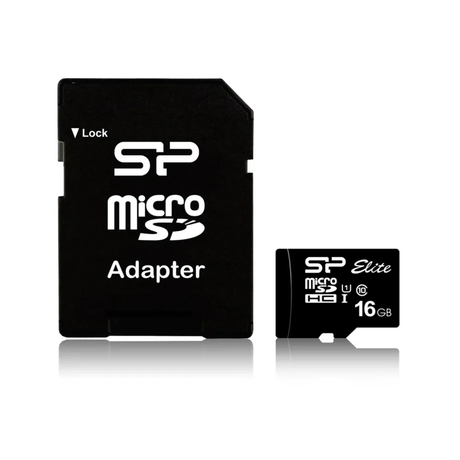 Silicon Power Elite SP016GBSTHBU1V10SP 16 GB microSDHC UHS-I Class 10 must veekindel mälukaart SD-adapteriga