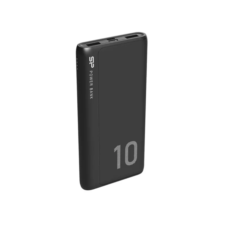 Silicon Power GP15 SP10KMAPBKGP150K 10000 mAh must plastikust akupank, 2x USB 2.1A, USB-C ja Micro-USB sisend, LED-indikaatorid