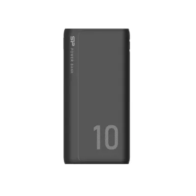 Silicon Power GP15 SP10KMAPBKGP150K 10000 mAh must plastikust akupank, 2x USB 2.1A, USB-C ja Micro-USB sisend, LED-indikaatorid