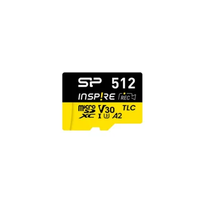 Silicon Power Inspire SP512GBSTXLA2V1NSP 512GB MicroSDXC UHS-I U3 V30 mälukaart 170/150 MB/s must, adapteriga, veekindel