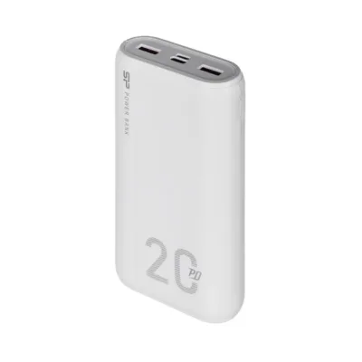 Silicon Power QS15 SP20KMAPBKQS150W 20000 mAh valge akupank, 2x USB, USB-C PD, kolme seadme samaaegseks laadimiseks