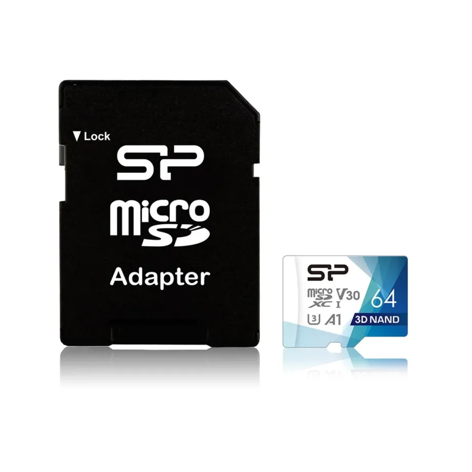 Silicon Power Superior Pro SP064GBSTXDU3V20AB 64GB microSDXC UHS-I U3 V30 Class 10 mälukaart valge/kuldne kuni 100MB/s lugemis- ja 80MB/s kirjutamiskiirusega SD-adapteriga