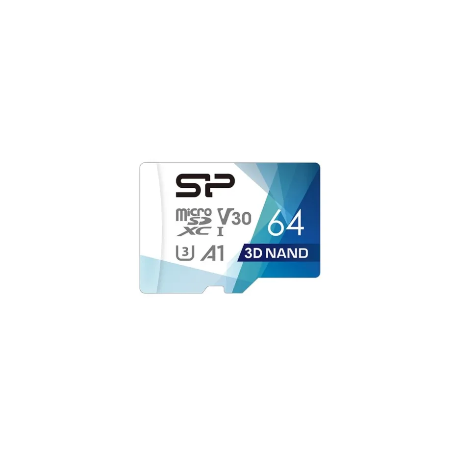 Silicon Power Superior Pro SP064GBSTXDU3V20AB 64GB microSDXC UHS-I U3 V30 Class 10 mälukaart valge/kuldne kuni 100MB/s lugemis- ja 80MB/s kirjutamiskiirusega SD-adapteriga
