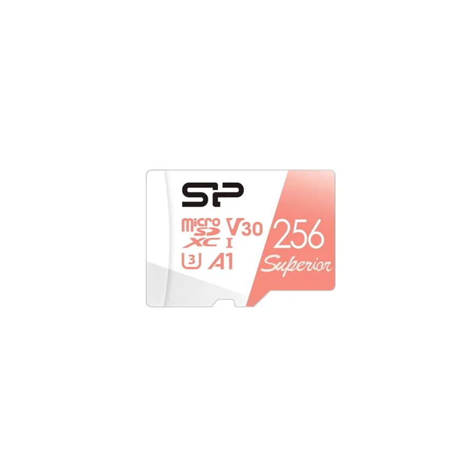 Silicon Power Superior SP256GBSTXDV3V20SP 256GB MicroSDXC UHS-I U3 V30 A1 100MB/s mälukaart, valge-punane