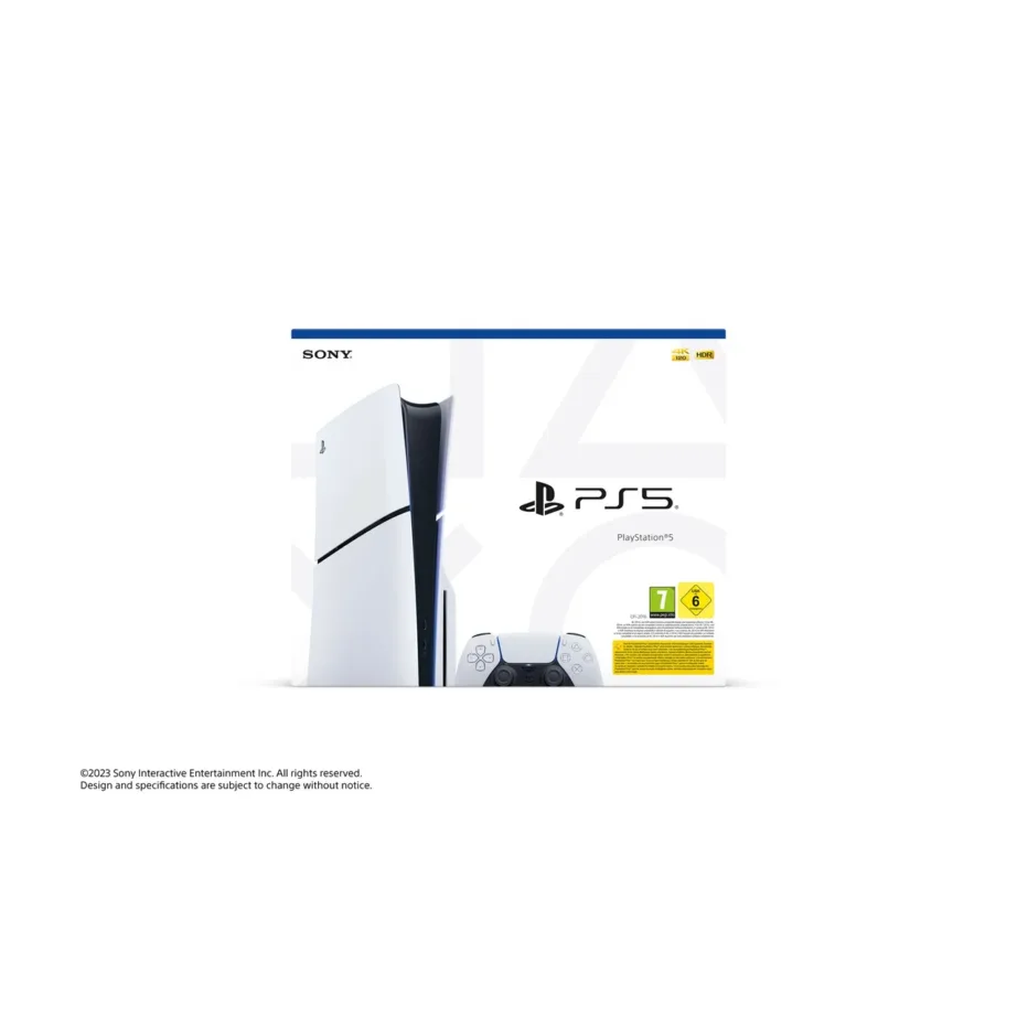 Sony PlayStation 5 Slim 1TB valge/must mängukonsool, AMD Ryzen Zen 2, Blu-Ray, 4K UHD, Wi-Fi 6, Bluetooth 5.1, HDR, komplektis 1 juhtpult – 3