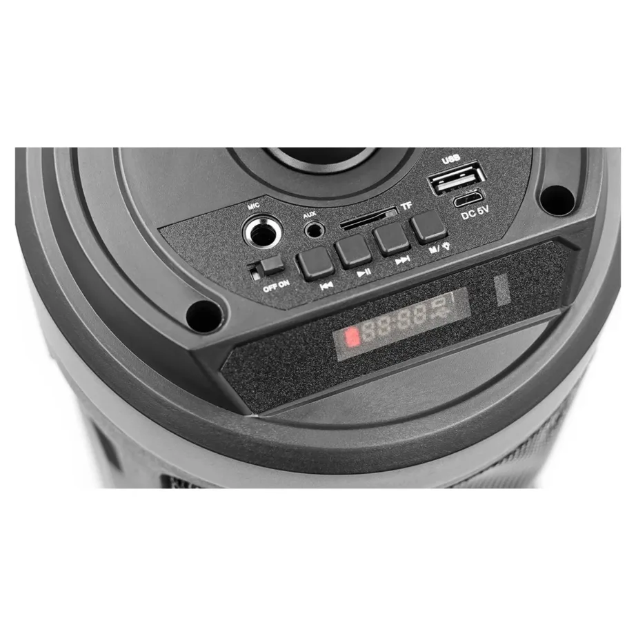 Squeak SQ1004 40W Bluetooth 5.0 LED-ekraaniga kaasaskantav karaoke kõlar mikrofoniga, FM-raadio, USB, SD, must (163x163x400 mm) – 5