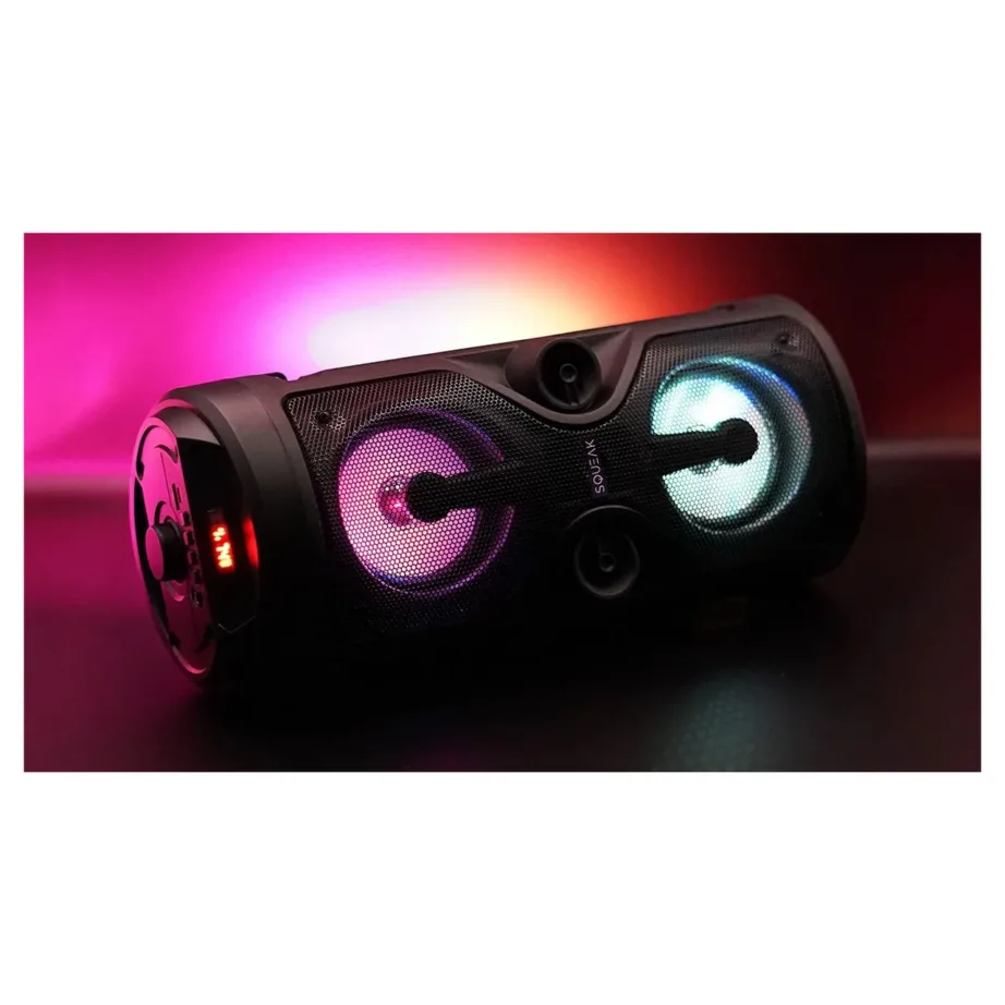 Squeak SQ1004 40W Bluetooth 5.0 LED-ekraaniga kaasaskantav karaoke kõlar mikrofoniga, FM-raadio, USB, SD, must (163x163x400 mm) – 9