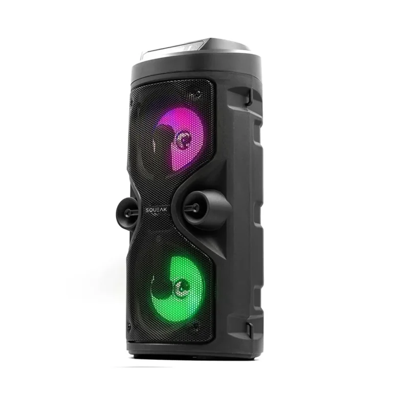 Squeak SQ1004 40W Bluetooth 5.0 LED-ekraaniga kaasaskantav karaoke kõlar mikrofoniga, FM-raadio, USB, SD, must (163x163x400 mm)