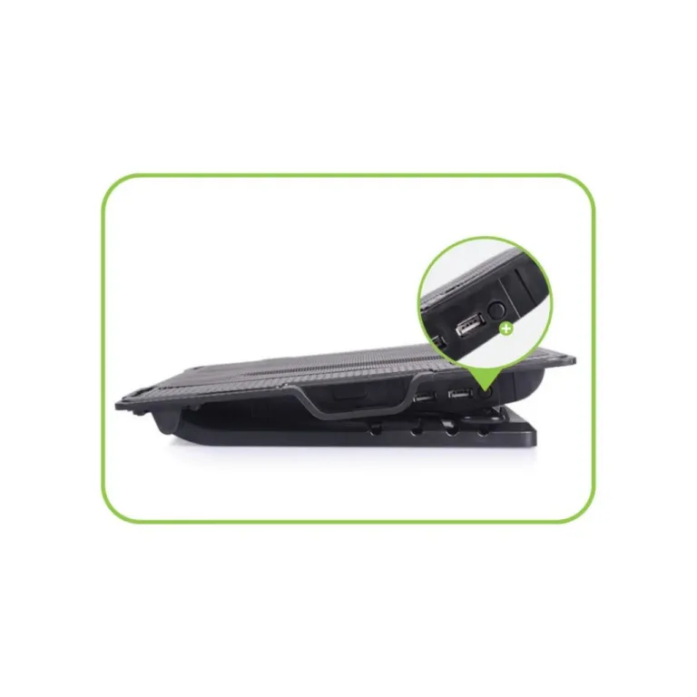 Techly 106244 370x265x33 mm must sülearvutialus kuni 17,3'' ventilaatori ja USB-hubiga