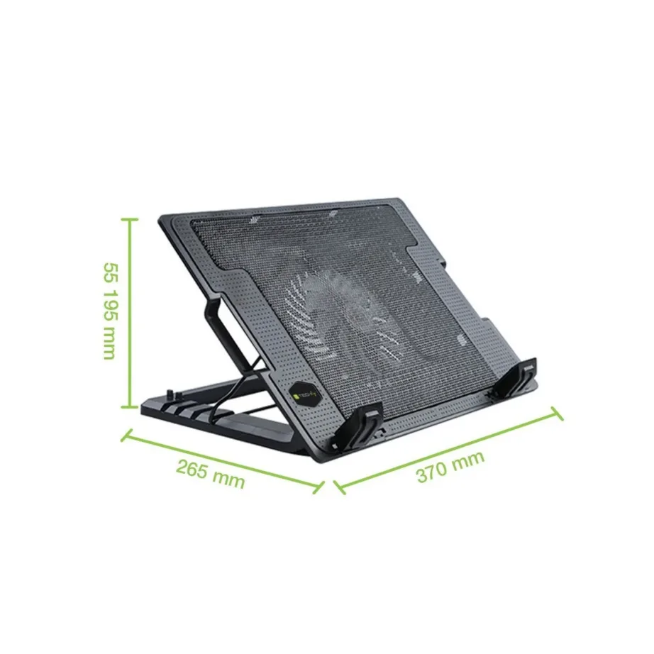 Techly 106244 370x265x33 mm must sülearvutialus kuni 17,3” ventilaatori ja USB-hubiga – 4