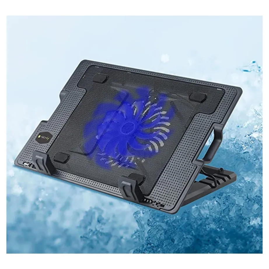 Techly 106244 370x265x33 mm must sülearvutialus kuni 17,3” ventilaatori ja USB-hubiga – 6