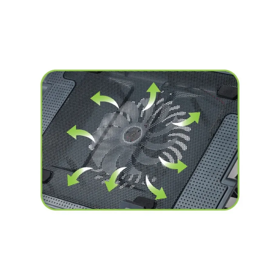 Techly 106244 370x265x33 mm must sülearvutialus kuni 17,3” ventilaatori ja USB-hubiga – 10