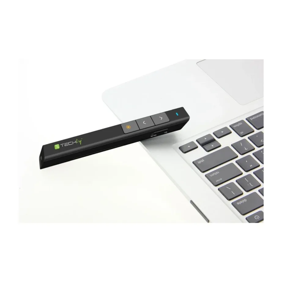 Techly ITC-LASER26 2.4GHz must traadita esitlusklikker ja laserpointer, USB vastuvõtja, 100 m ulatus, 1xAAA – 4