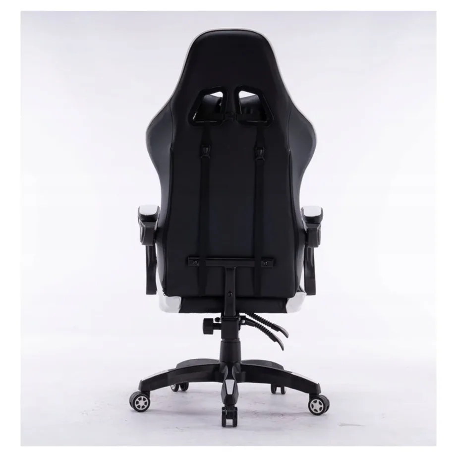 TOP E SHOP REMUS bia 66 cm laiune valge must reguleeritav mänguritool, kunstnahast, 2D pehmendatud käetugede ja kallutuslukuga, max 100 kg – 4