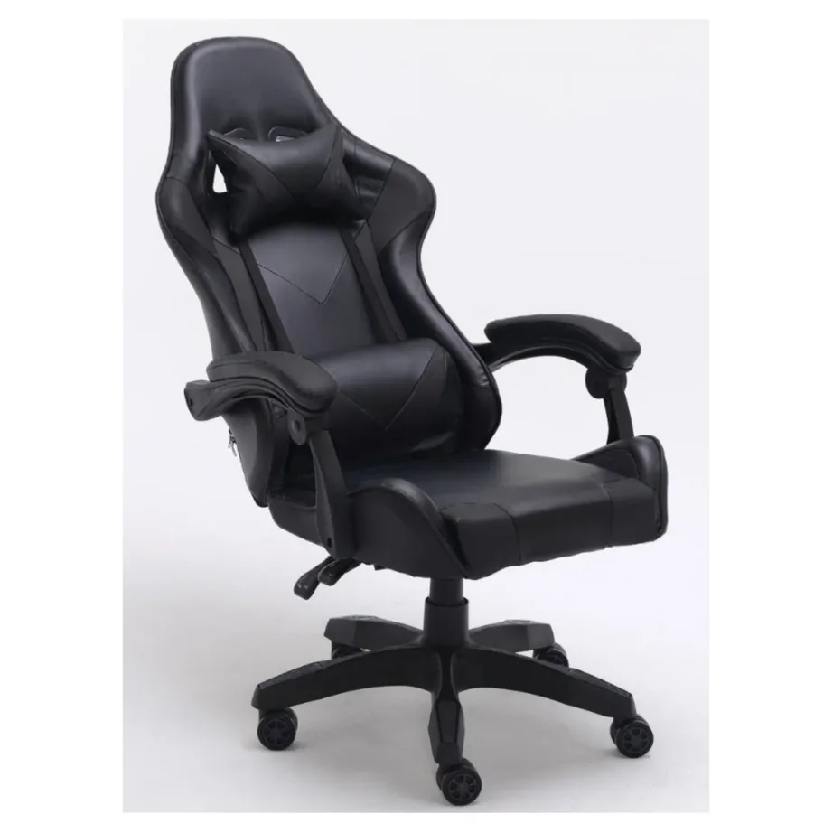 Topeshop REMUS CZA polsterdatud nahkkattega must kontoritool, reguleeritava peatoe ja käetugedega, 66x62x115–125 cm – 2