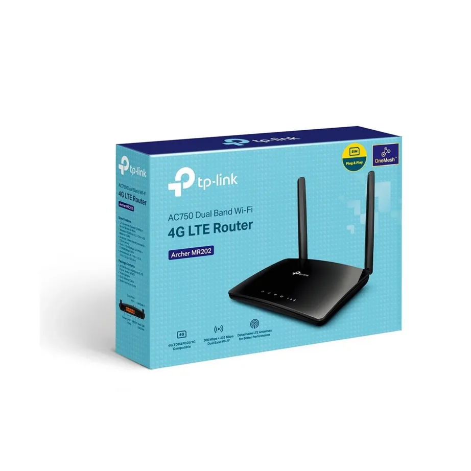 TP-Link Archer MR202 4G LTE AC750 kahe-sageduseline Wi-Fi ruuter, SIM-pesaga, 733 Mbit/s, 174×124,5×33,5 mm, must – 4