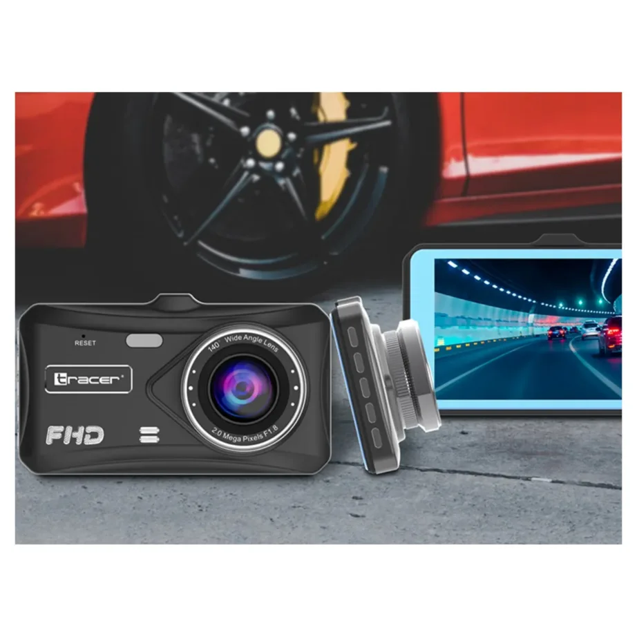 Tracer 4TS TRAKAM46876 Full HD kahe kaameraga auto pardakaamera, 4″ IPS puuteekraan, lai 140° vaatenurk, öörežiim ja parkimisabi, must alumiiniumkorpus – 6