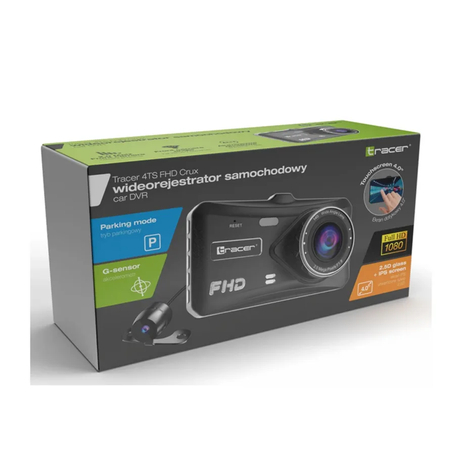 Tracer 4TS TRAKAM46876 Full HD kahe kaameraga auto pardakaamera, 4″ IPS puuteekraan, lai 140° vaatenurk, öörežiim ja parkimisabi, must alumiiniumkorpus – 7