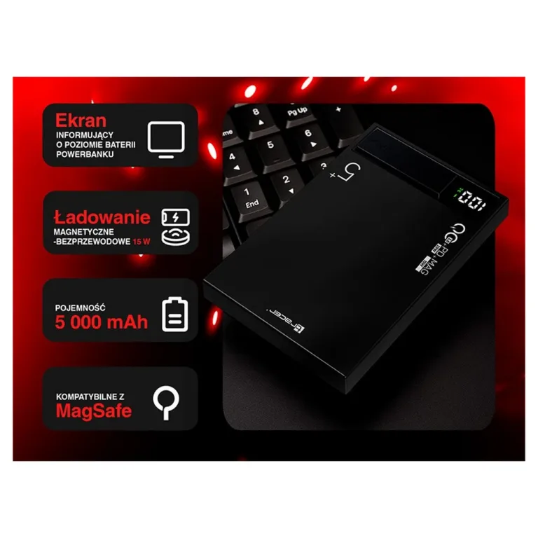 Tracer AirMag1 5000mAh must MagSafe kiirlaetav akupank USB-C PD 20W iPhone’i ja Apple’i seadmetele