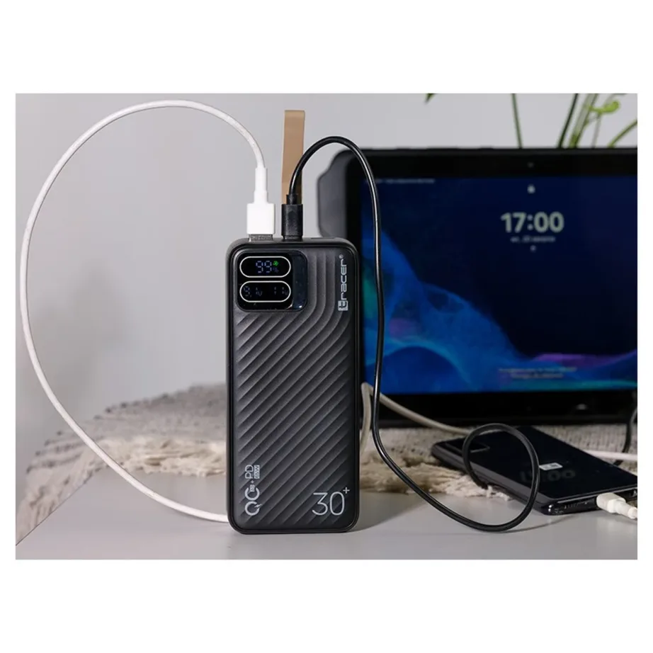 Tracer Blaze TRABAT47505 30000 mAh must akupank, 2x USB-A, 1x USB-C, Quick Charge 3.0, kuni 20W, 3 seadmele - 4