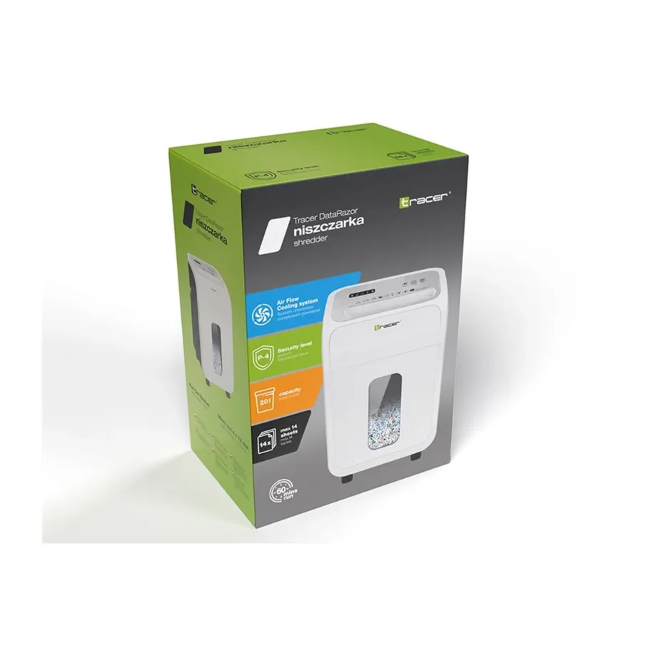 Tracer DataRazor TRANIS47633 20L 14-leheline 4x12mm valge paberipurustaja CD-de ja krediitkaartide hävitamiseks – 7