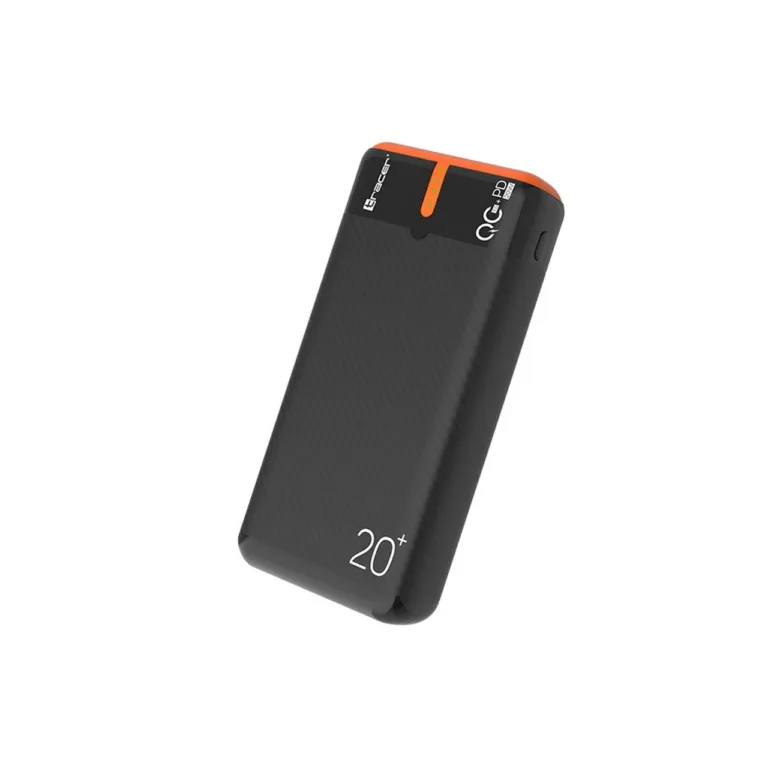 Tracer EnerGen TRABAT47516 20000 mAh must/oranž akupank, 2x USB-A, 1x USB-C, PD 20 W ja QC 3.0, kuni 3 seadmele